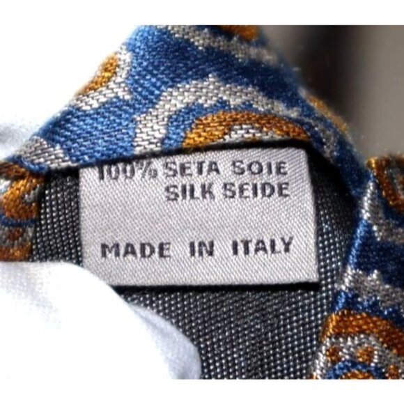 Canali Silk Tie Blue Gold Medallion Geometric Classic Luxury Old Money - Picture 4 of 6